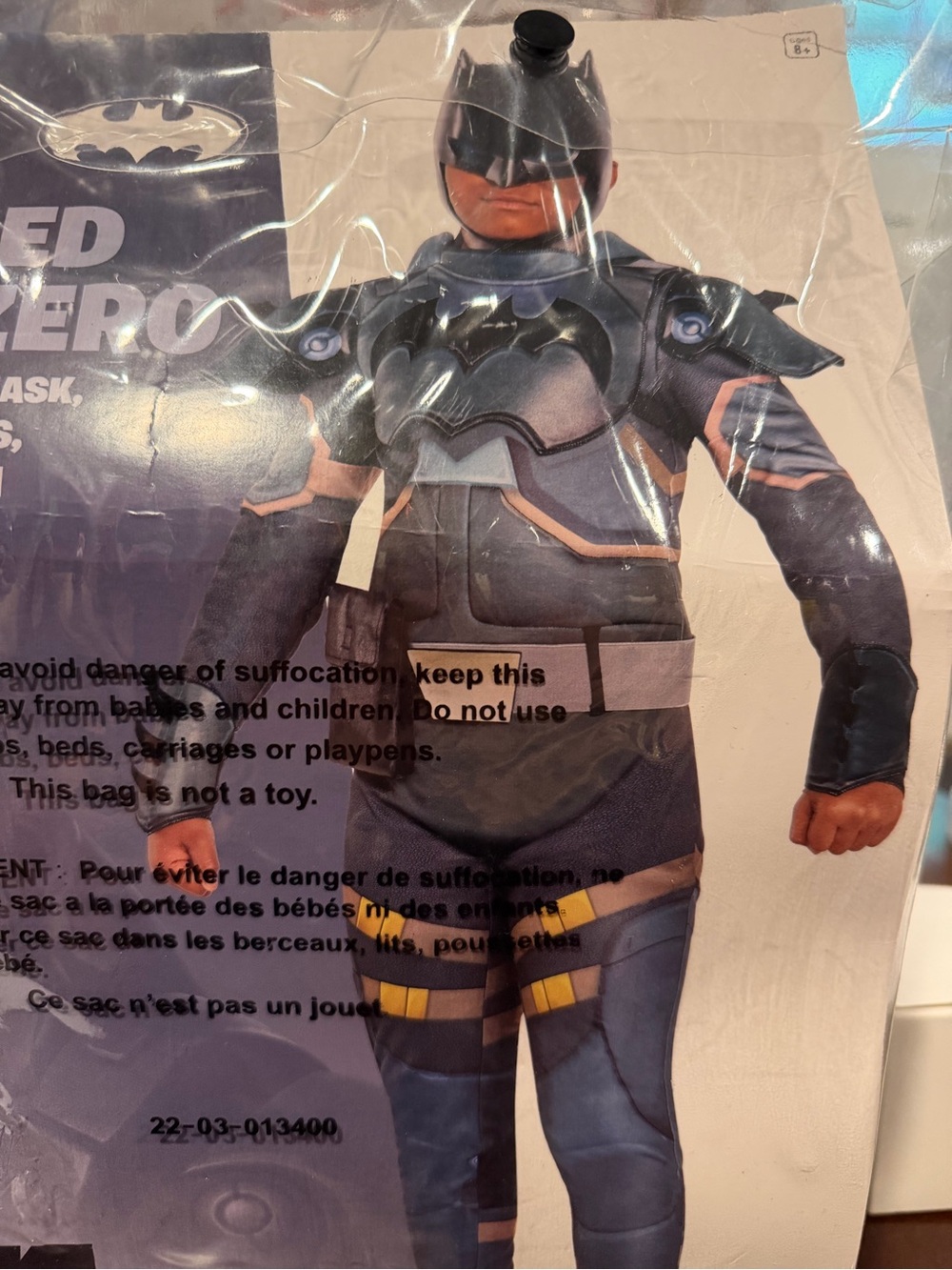 Spirit Boys Blue and Yellow Armored Batman Zero Costume LG/XL